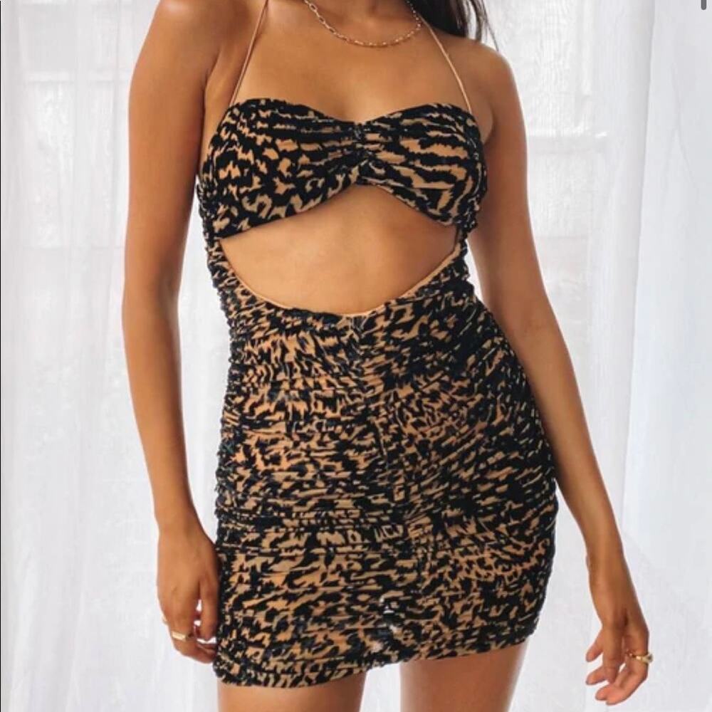 Lioness The Georgie Mini Animal Print Dress Size Small